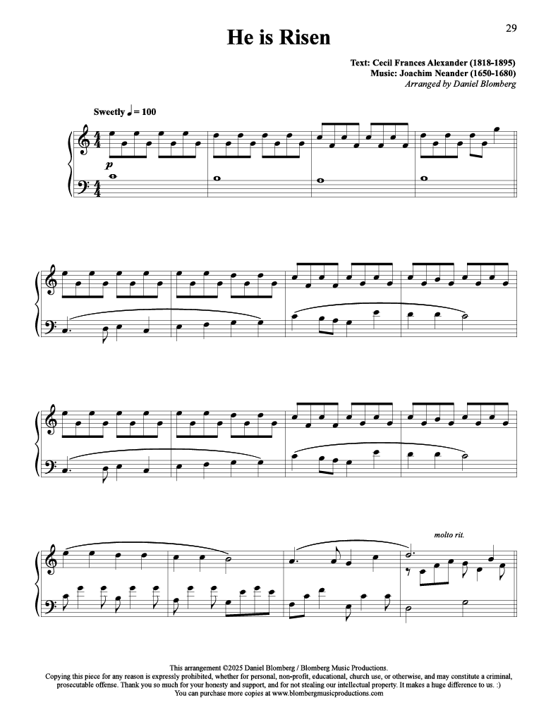 He Is Risen - advanced piano solos for Easter: I Stand All Amazed-Christ the Lord is Risen Today-Were You There-O Savior, Thou Who Wearest a Crown-Behold, We Go Up to Jerusalem-There is a Green Hill Far Away-He Died! The Great Redeemer Died-He is Risen