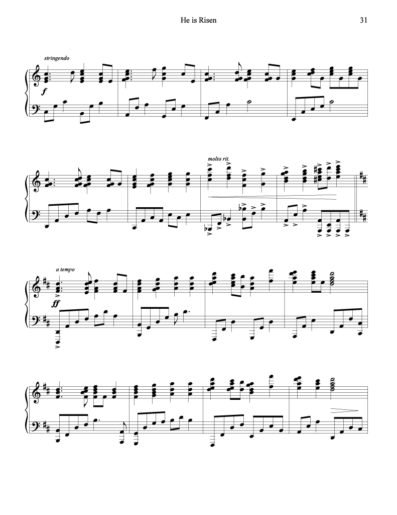 He Is Risen - advanced piano solos for Easter: I Stand All Amazed-Christ the Lord is Risen Today-Were You There-O Savior, Thou Who Wearest a Crown-Behold, We Go Up to Jerusalem-There is a Green Hill Far Away-He Died! The Great Redeemer Died-He is Risen