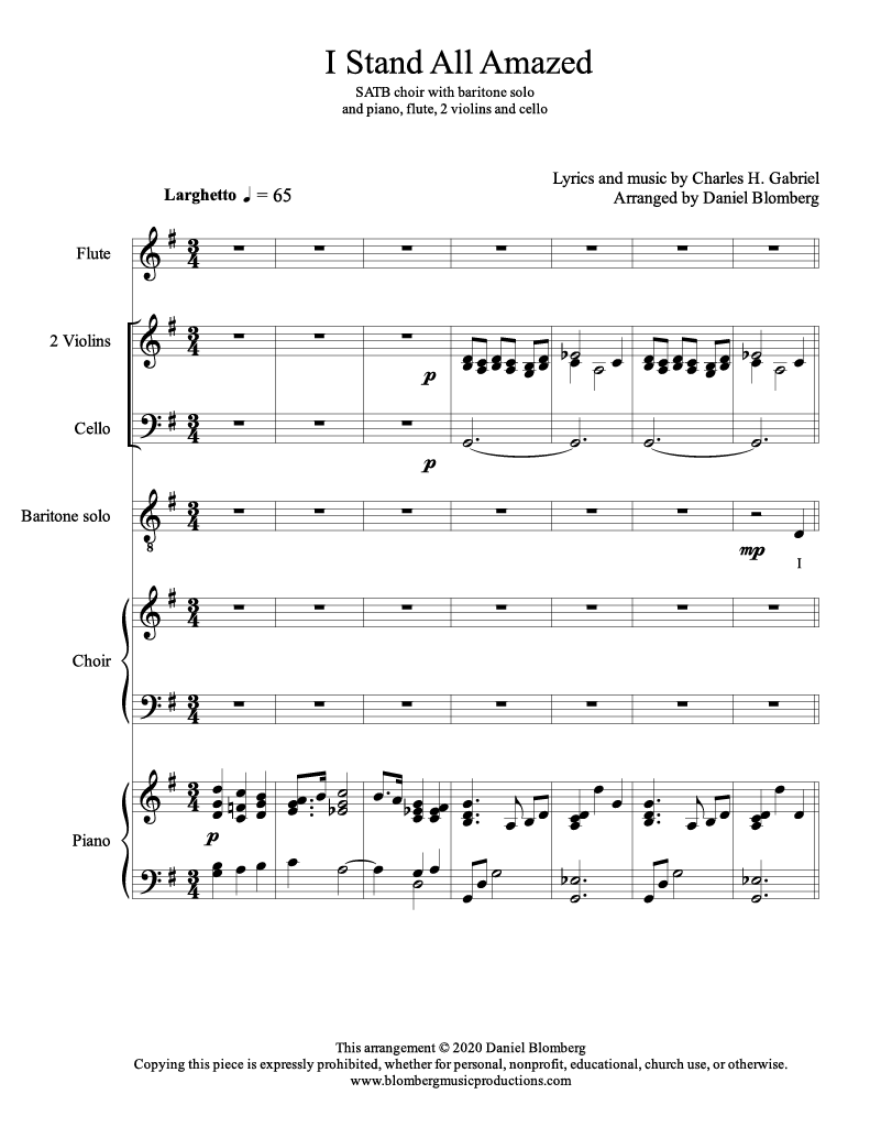 I Stand All Amazed (SATB+soloist+piano+optional: 2 violins+cello+flute)