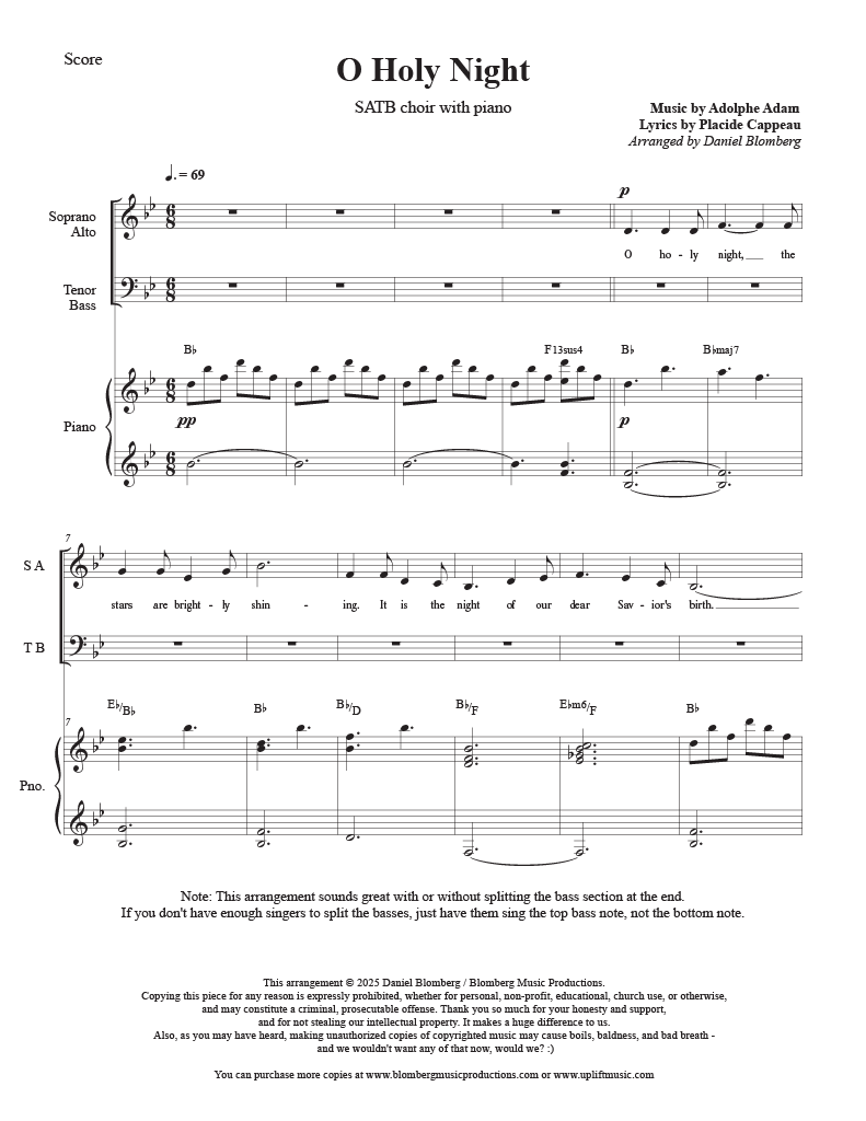 O Holy Night (SATB - Blomberg)