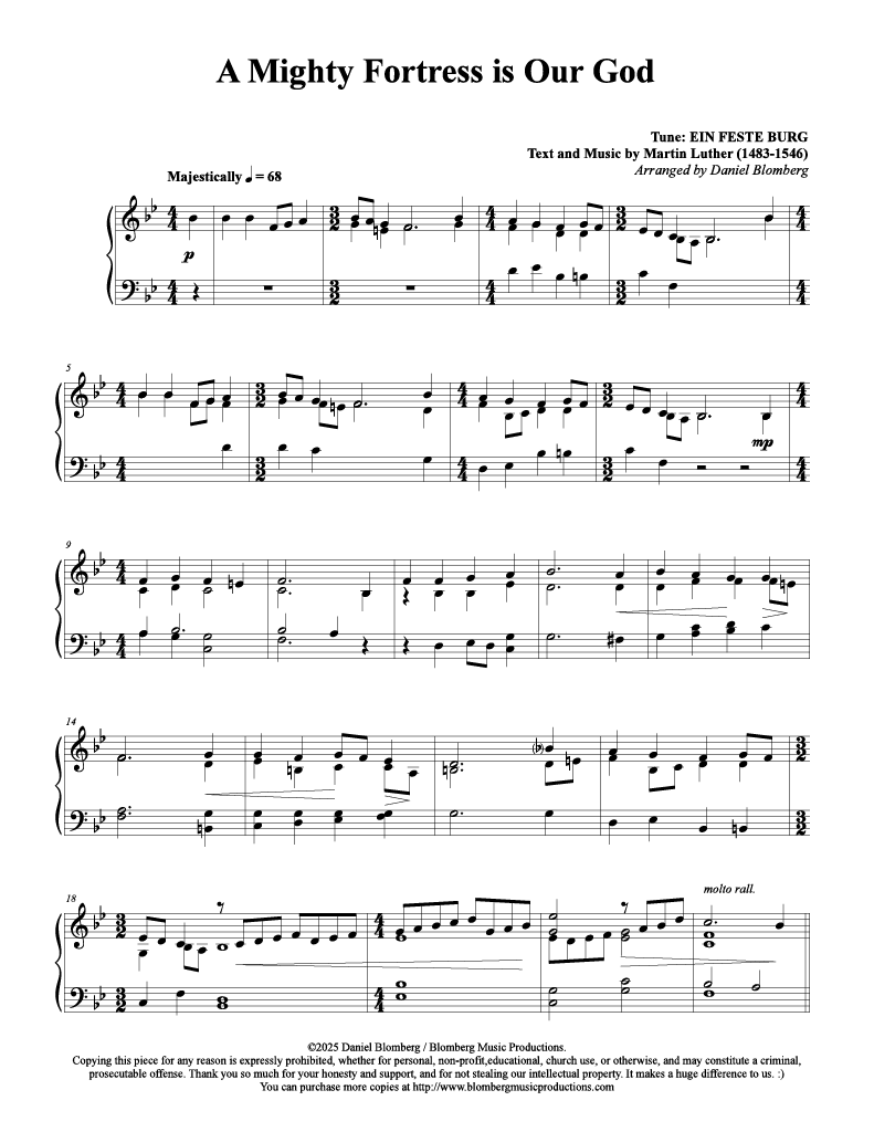 A Mighty Fortress Is Our God (piano solo)