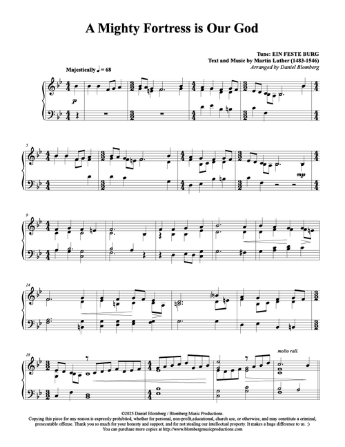 A Mighty Fortress Is Our God (piano solo)