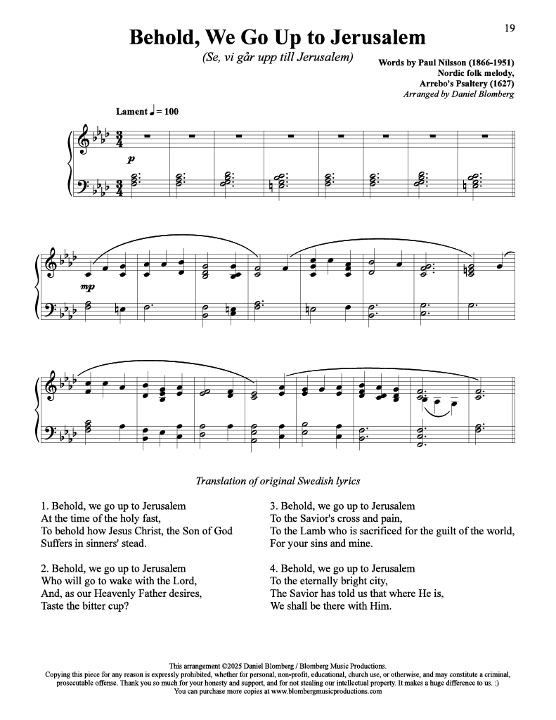 Behold, We Go Up to Jerusalem (Se, vi går upp till Jerusalem)