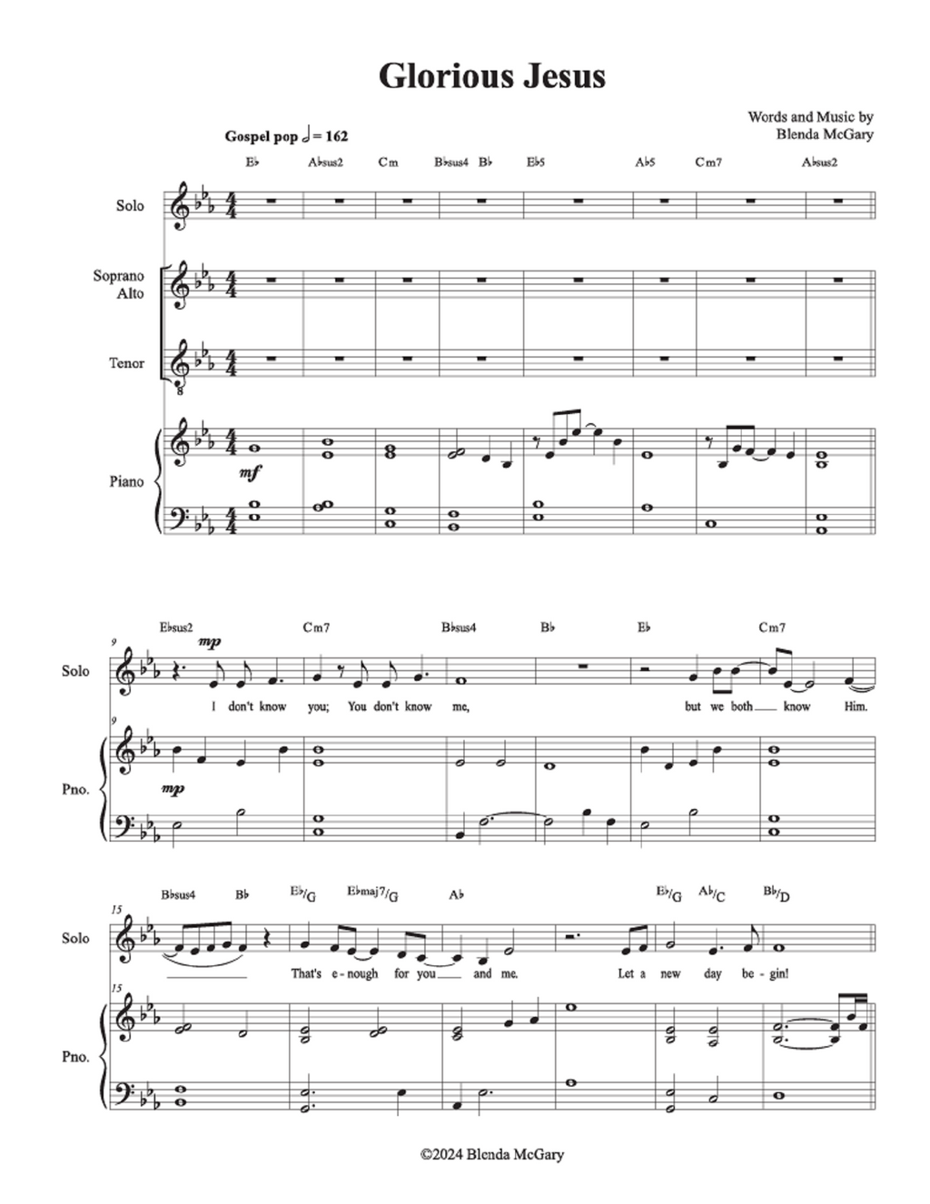 Glorious Jesus - Blenda McGary (Vocal Solo + SAT Choir)