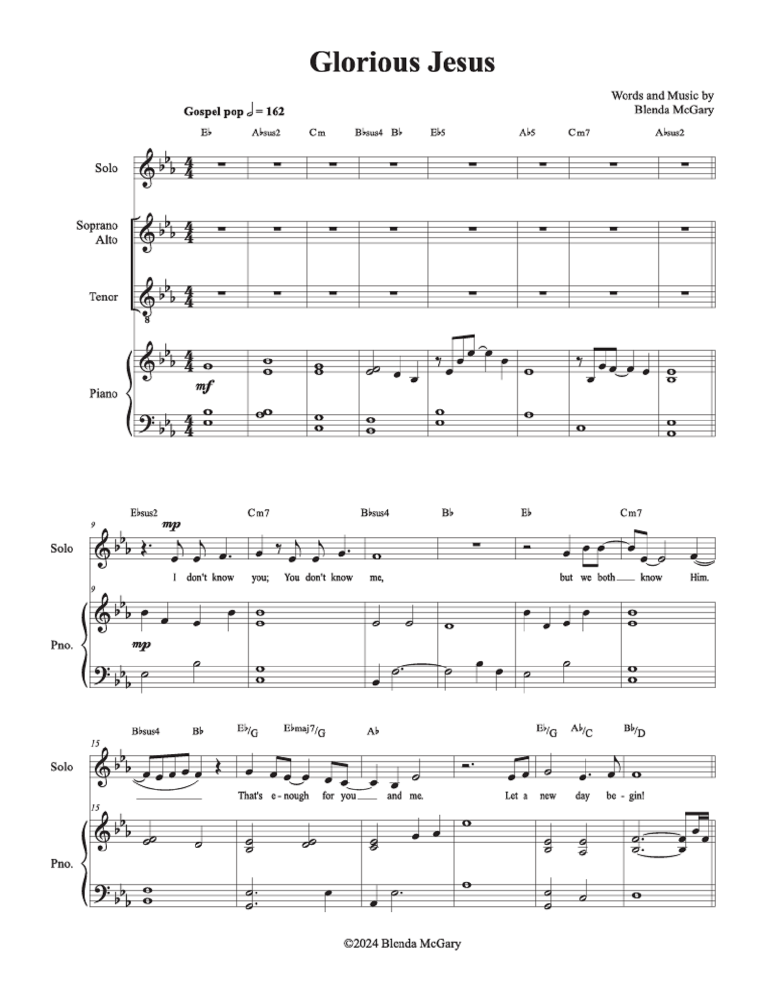 Glorious Jesus - Blenda McGary (Vocal Solo + SAT Choir)