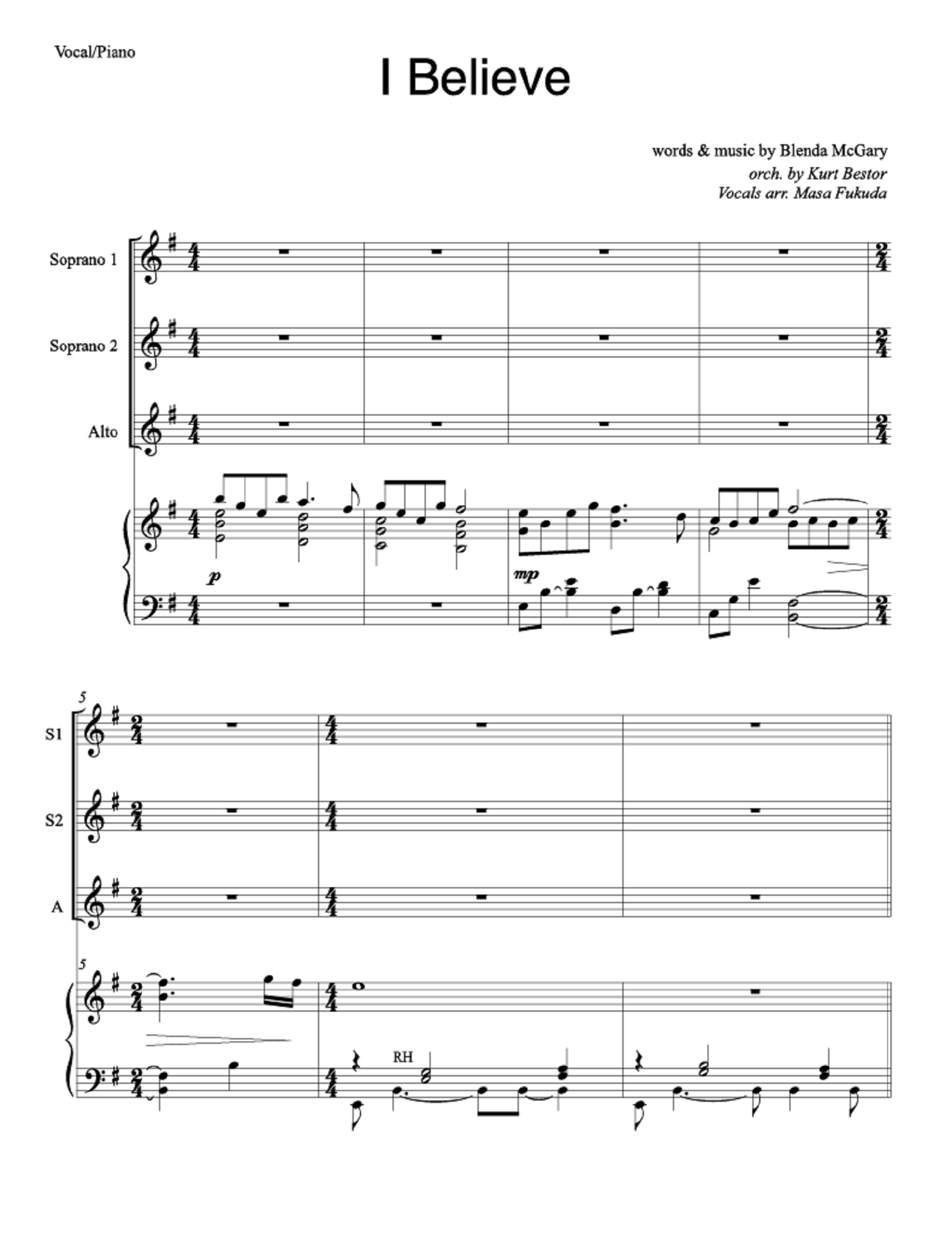 I Believe - Blenda McGary (Children's Solo + SSA Children's Choir)