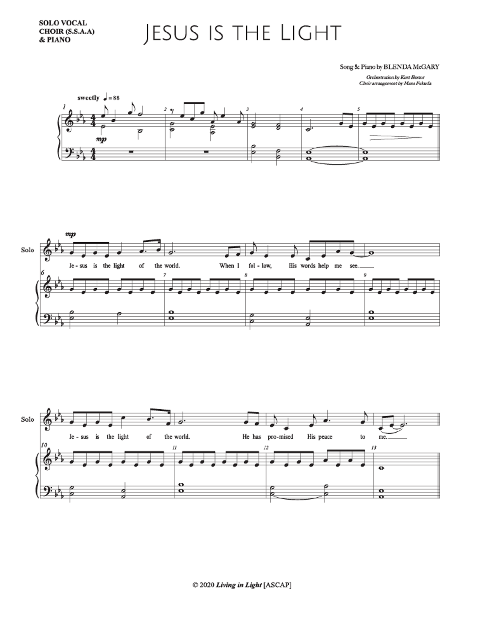 Jesus Is the Light - Blenda McGary (Children Solists + SSAA Children's Choir)