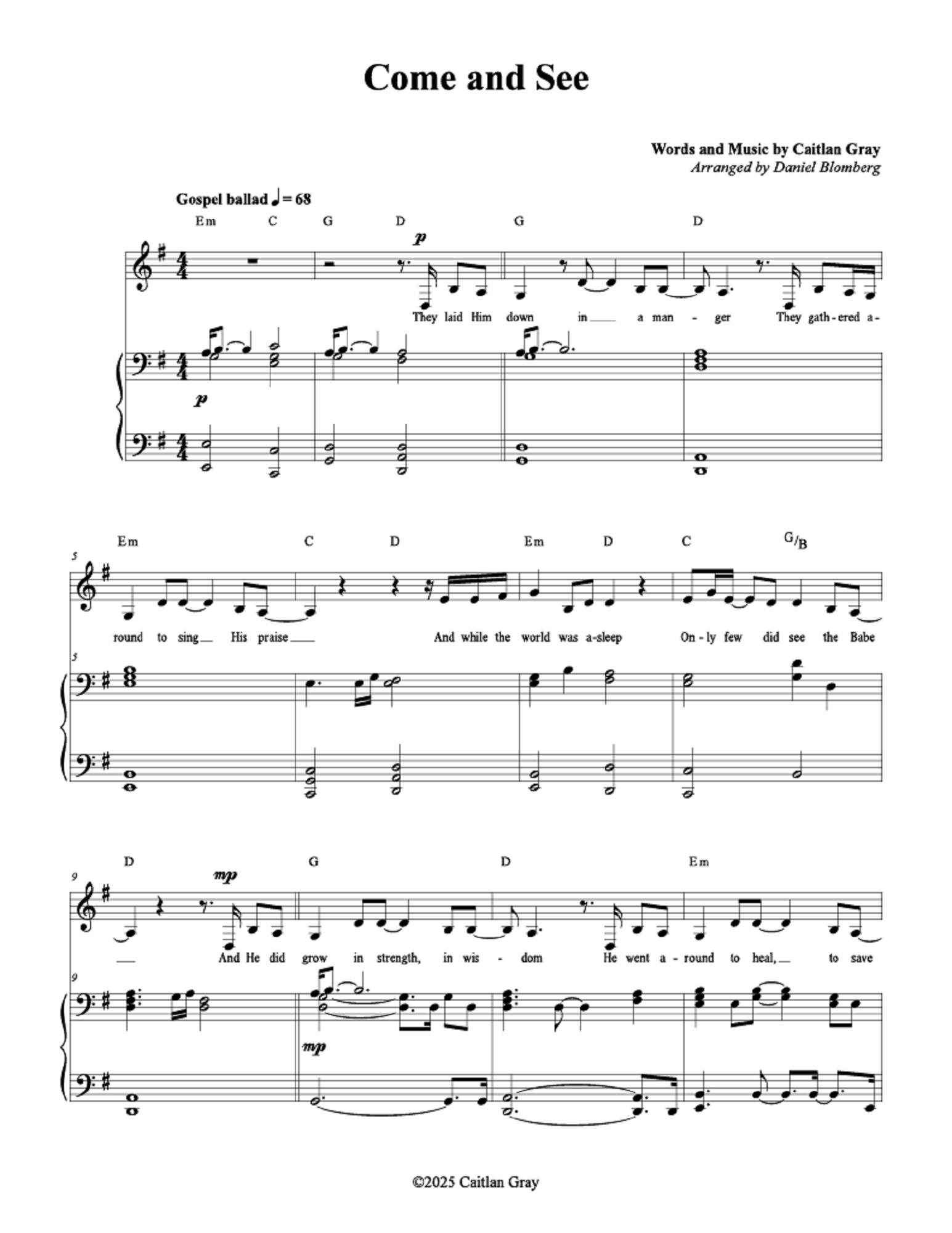 Come and See - Caitlan Gray (Vocal Solo with optional Gospel Choir)