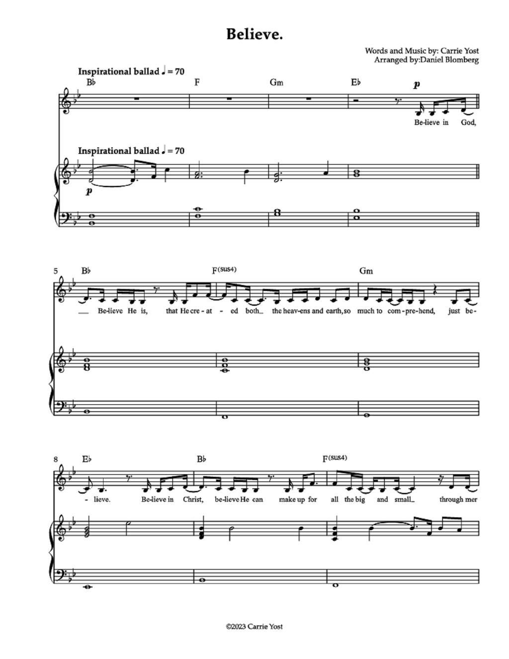 Believe - Carrie Yost (Vocal Solo)