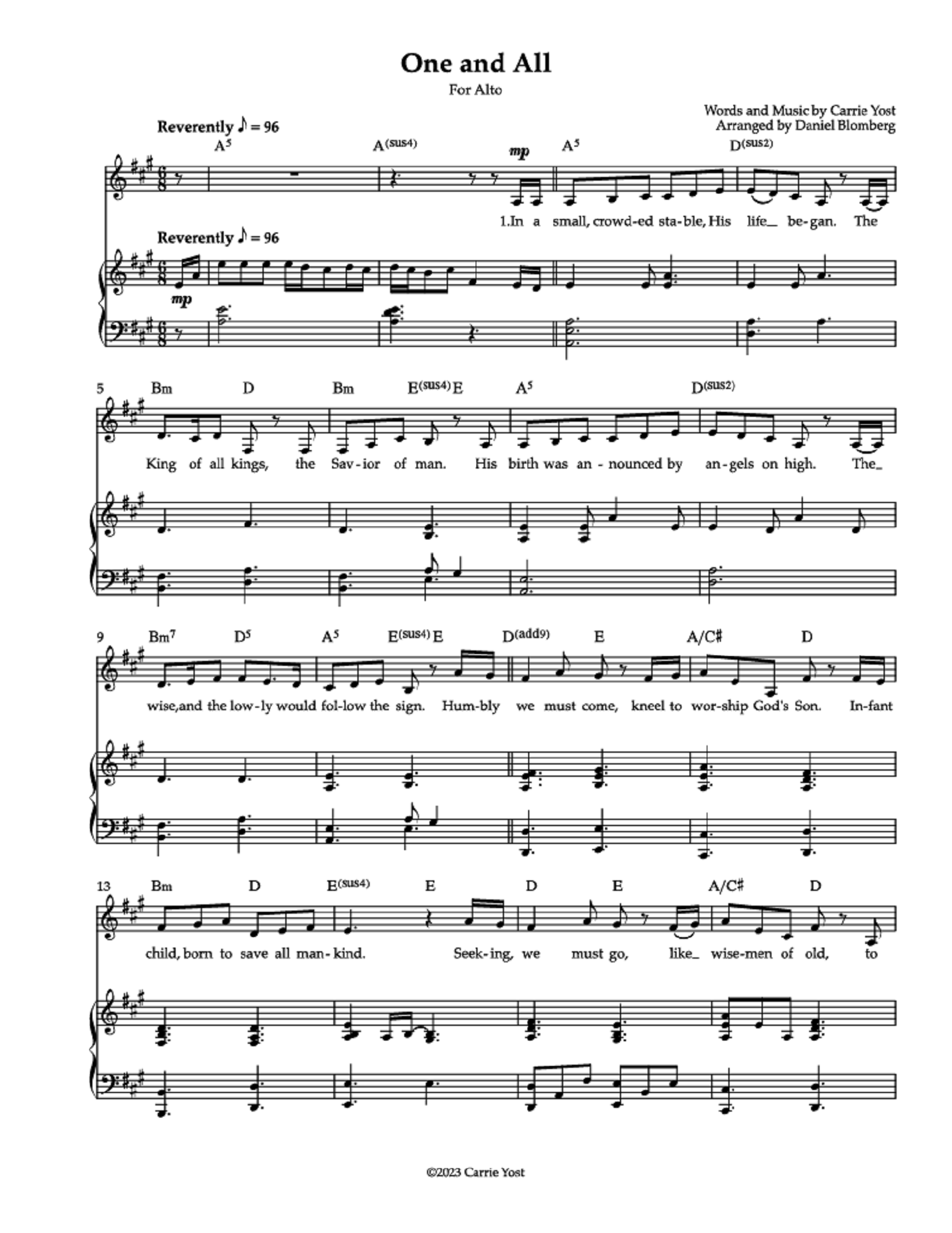 One and All - Carrie Yost (Vocal Solo)