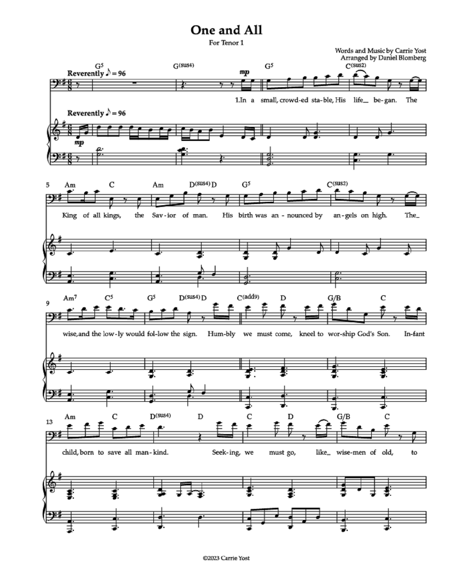 One and All - Carrie Yost (Vocal Solo)