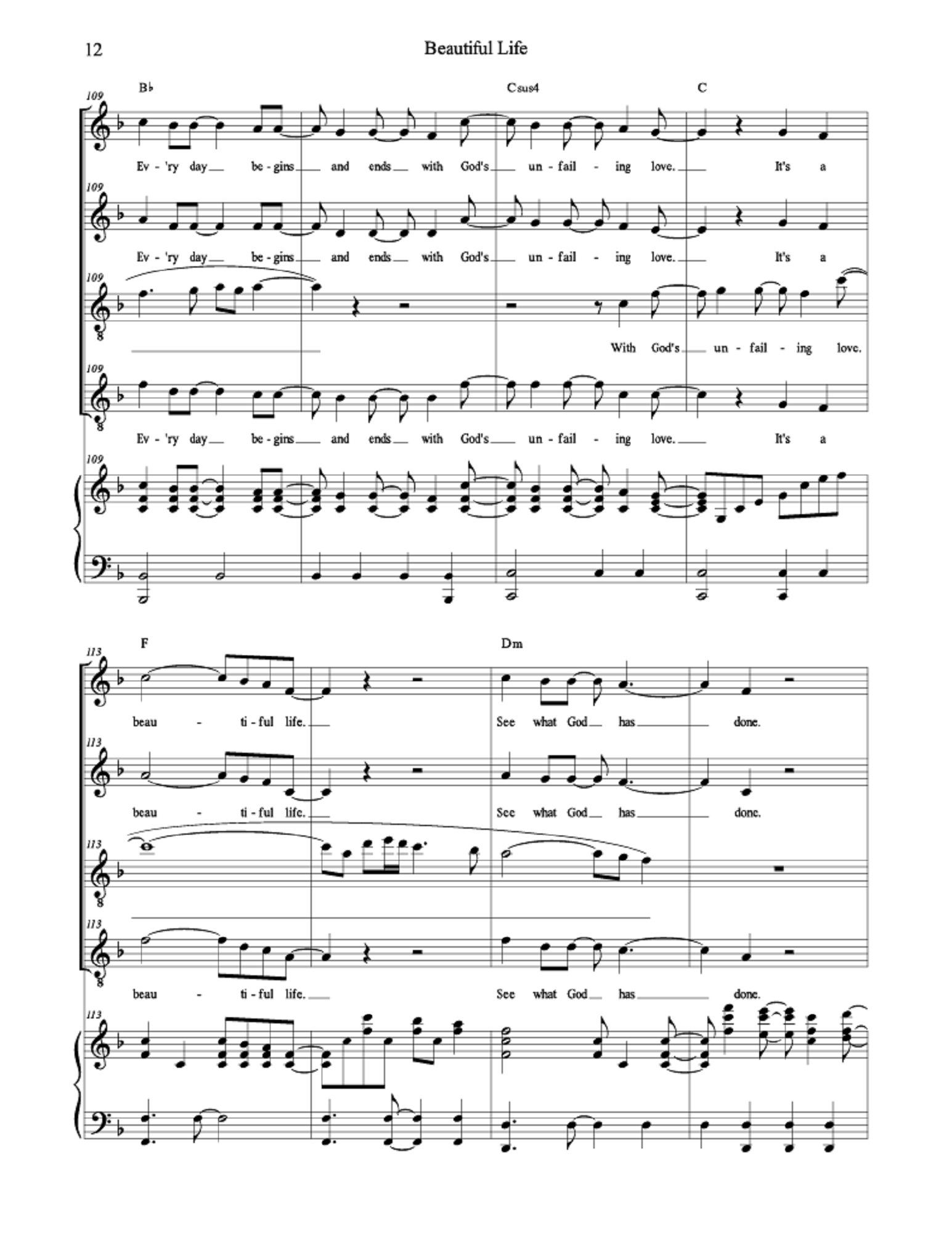 Beautiful Life - Christina Degazio (4 Vocalists, SATT)
