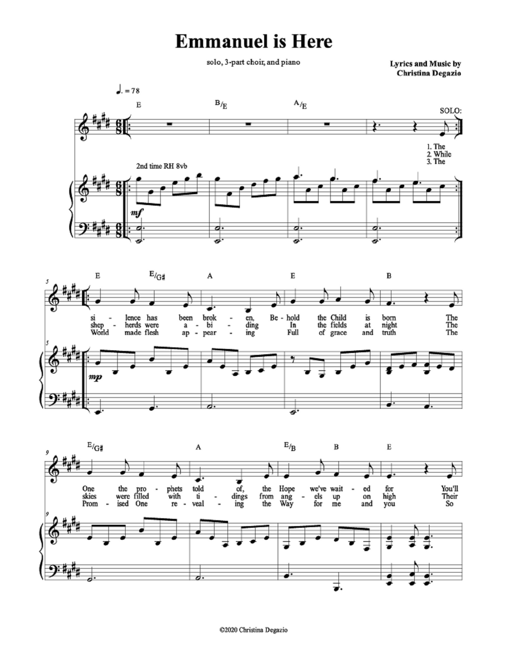 Emmanuel Is Here - Christina Degazio (Soloist + SAT Choir)