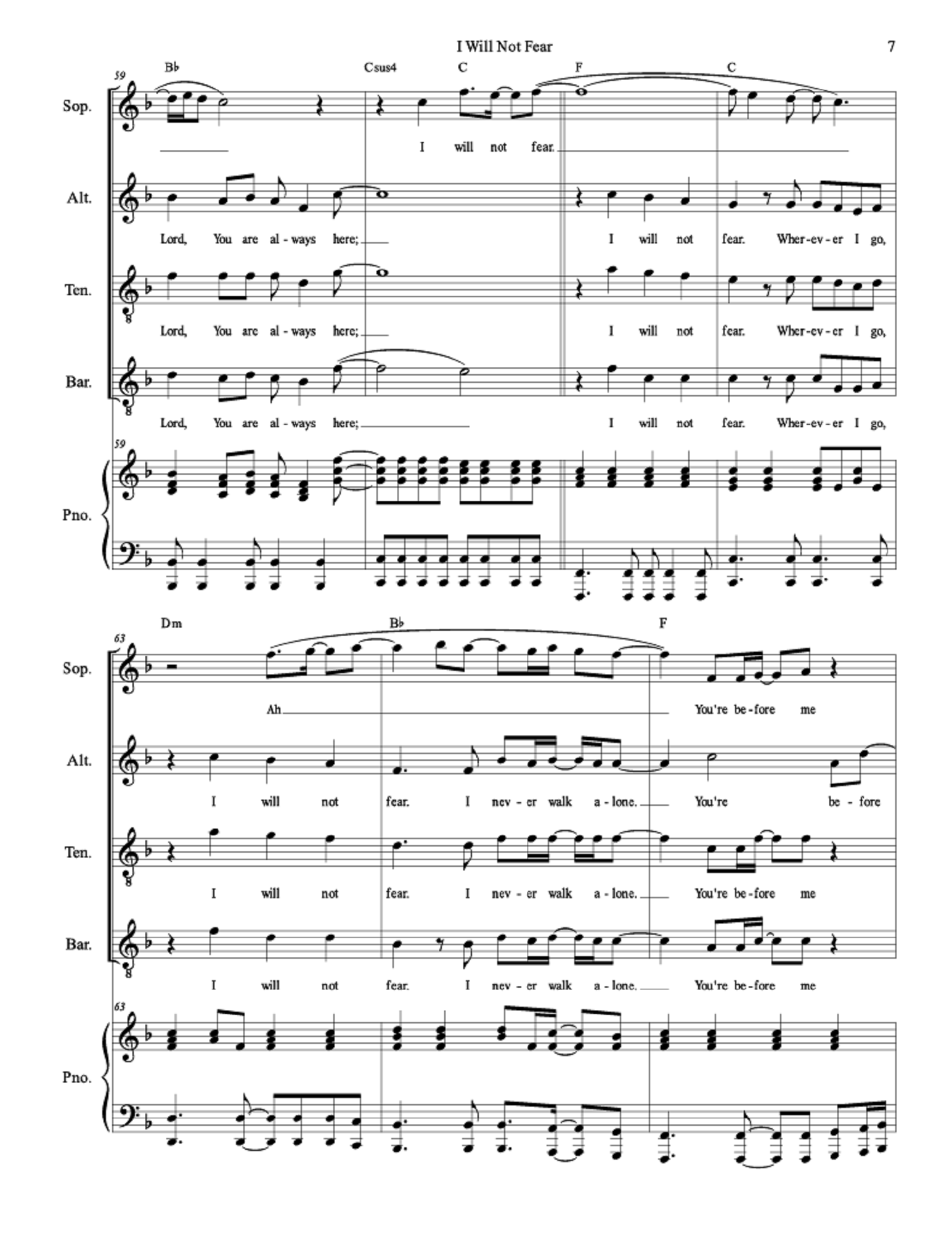I Will Not Fear - Christina Degazio, Daniel Blomberg (4 Soloists + SATT choir)