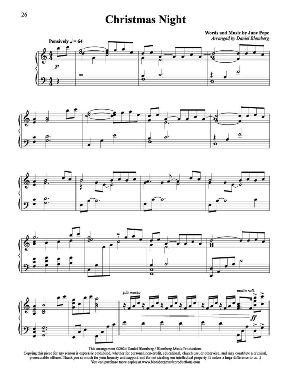 Christmas Night Arr Daniel Blomberg Piano Solo Uplift Music christmas-night-arr-daniel-blomberg-piano-solo-uplift-music