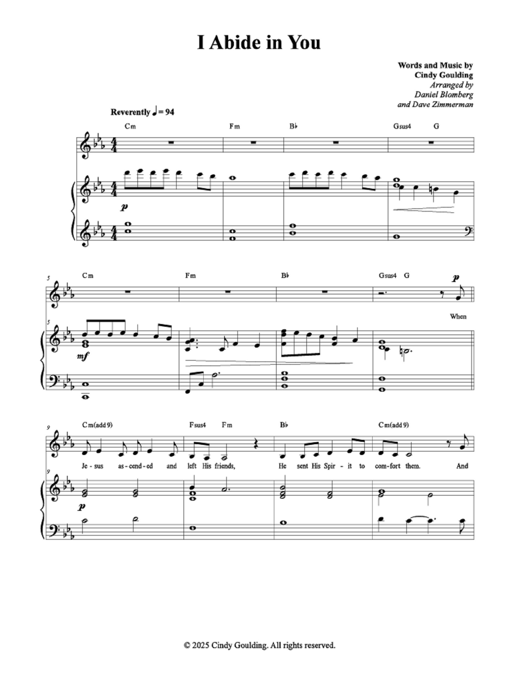 I Abide In You - Cindy Goulding (Vocal Solo)