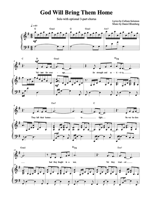 God Will Bring Them Home - Colleen Solomon, Daniel Blomberg (Vocal Solo with optional 3-part male backup vocals)
