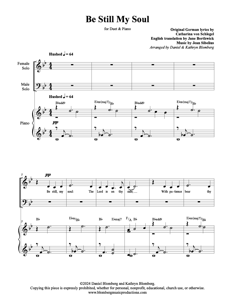 Be Still My Soul - arr. Daniel Blomberg (Male/Female Duet)