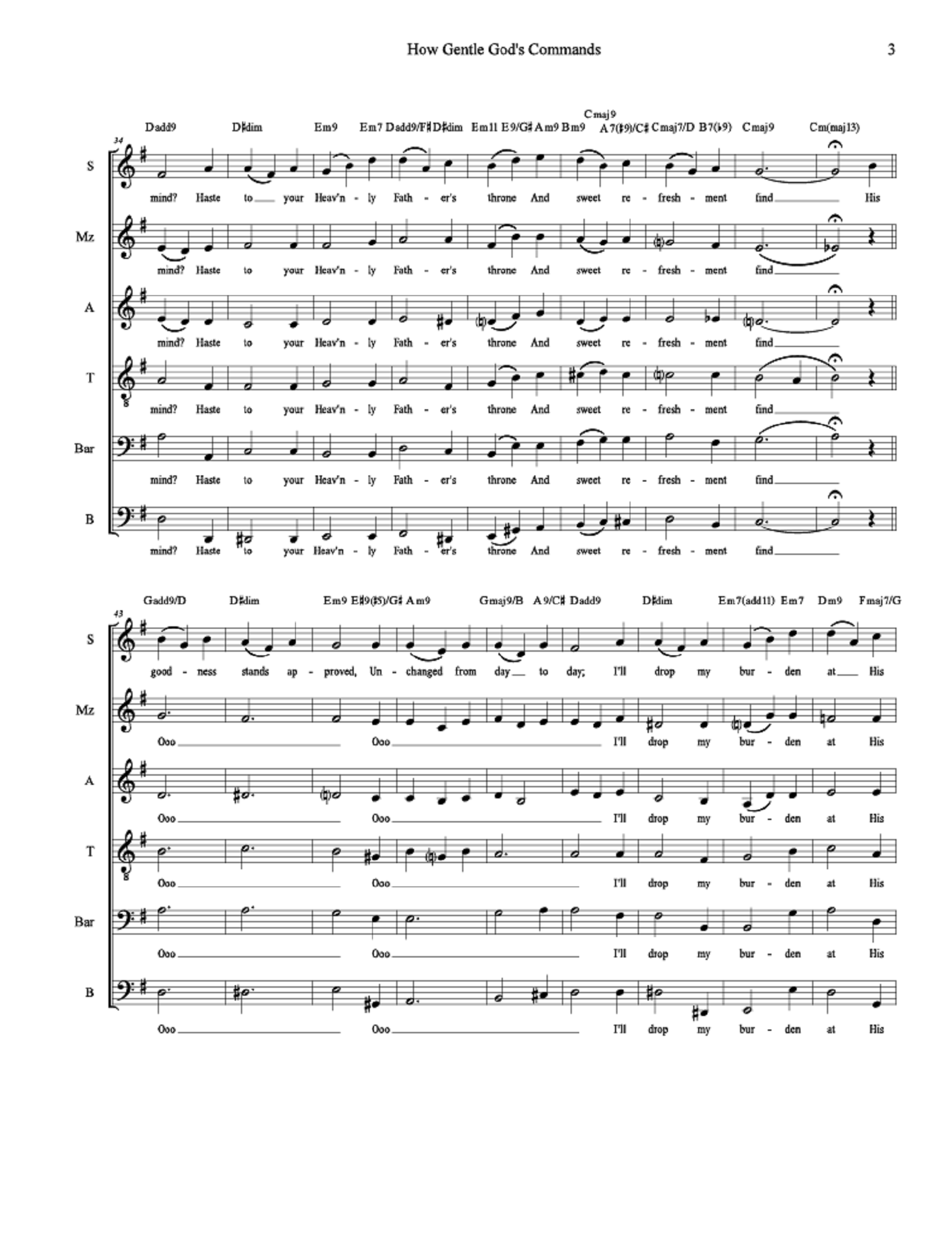 How Gentle God's Commands - arr. Daniel Blomberg (A cappella SSATBB)