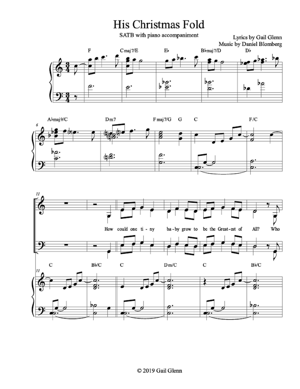 His Christmas Fold - Gail Glenn and Daniel Blomberg (SATB)