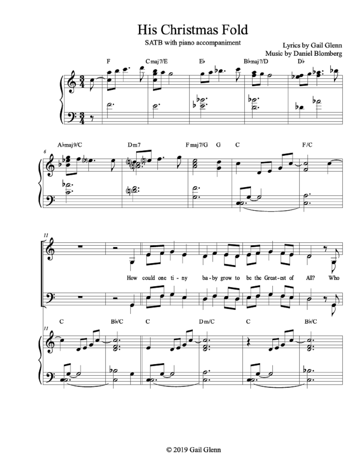 His Christmas Fold - Gail Glenn and Daniel Blomberg (SATB)