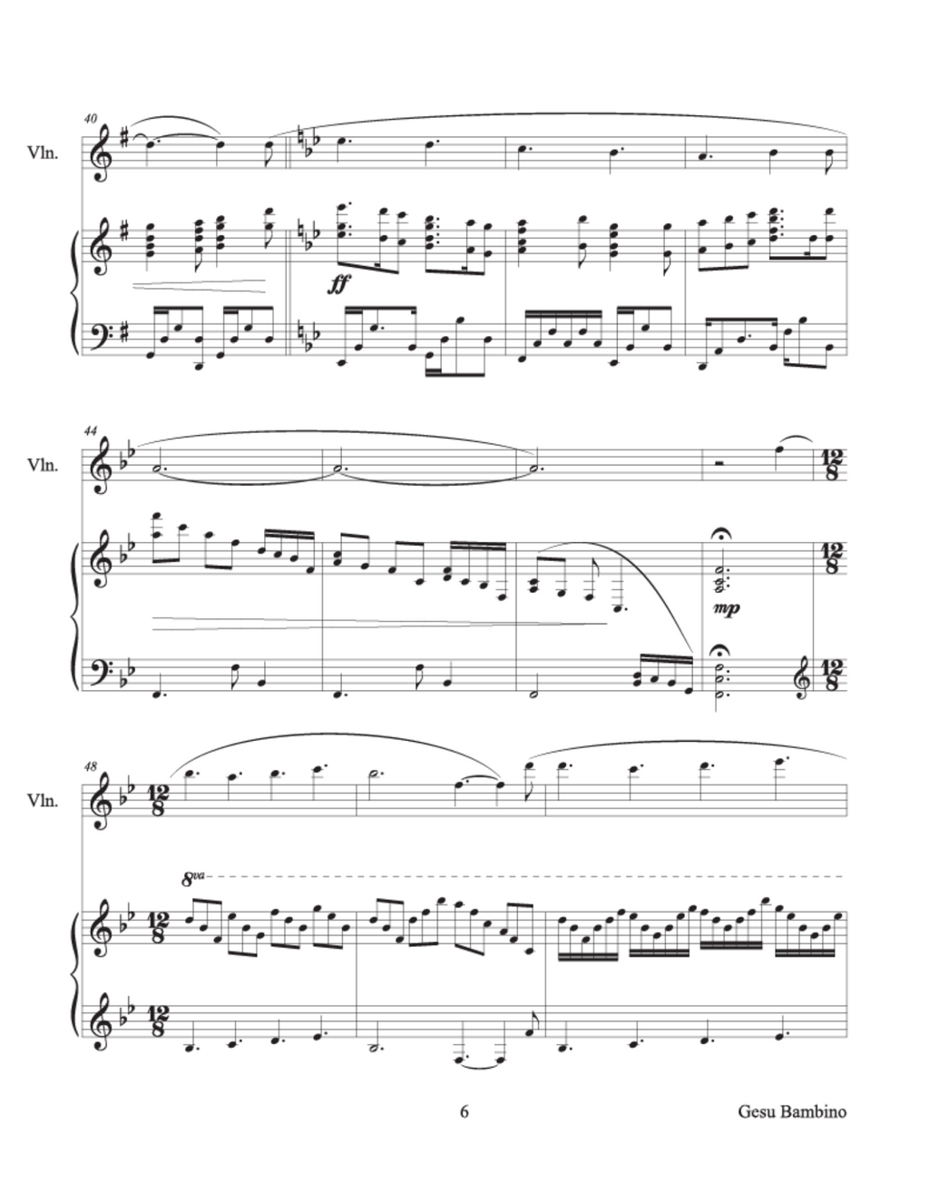 Gesu Bambino - arr. Garth W. Smith (Piano Violin Duet)