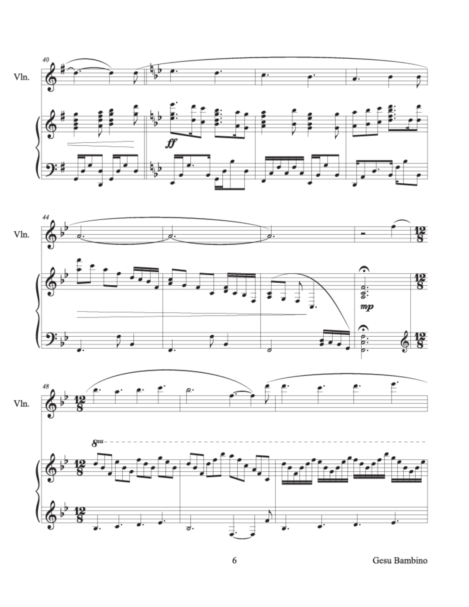 Gesu Bambino - arr. Garth W. Smith (Piano Violin Duet)
