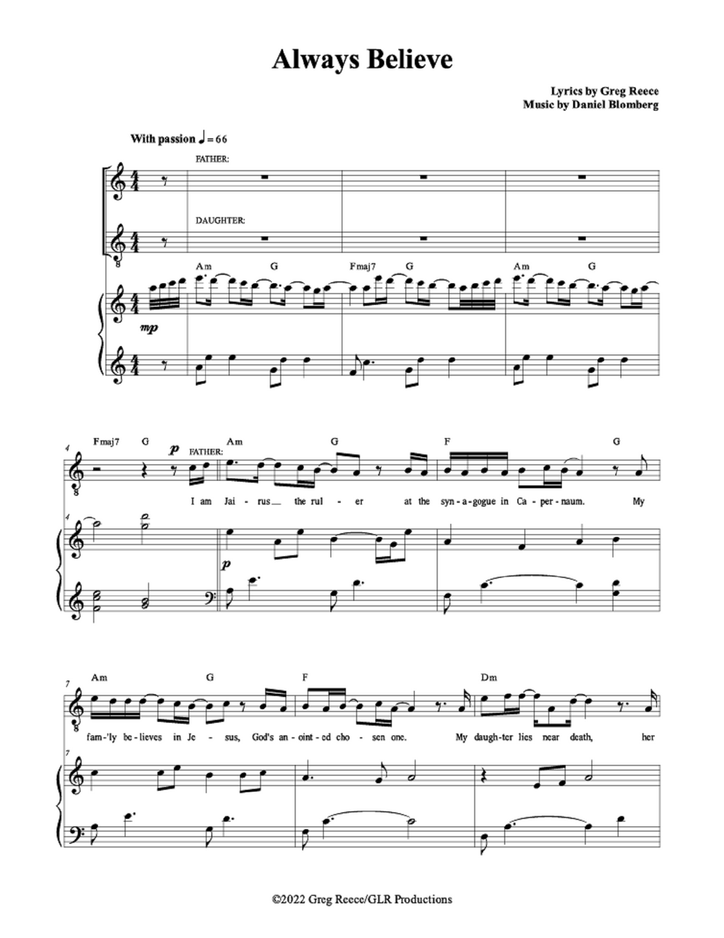 Always Believe - Greg Reece, Daniel Blomberg (Father/Young Daughter Duet)