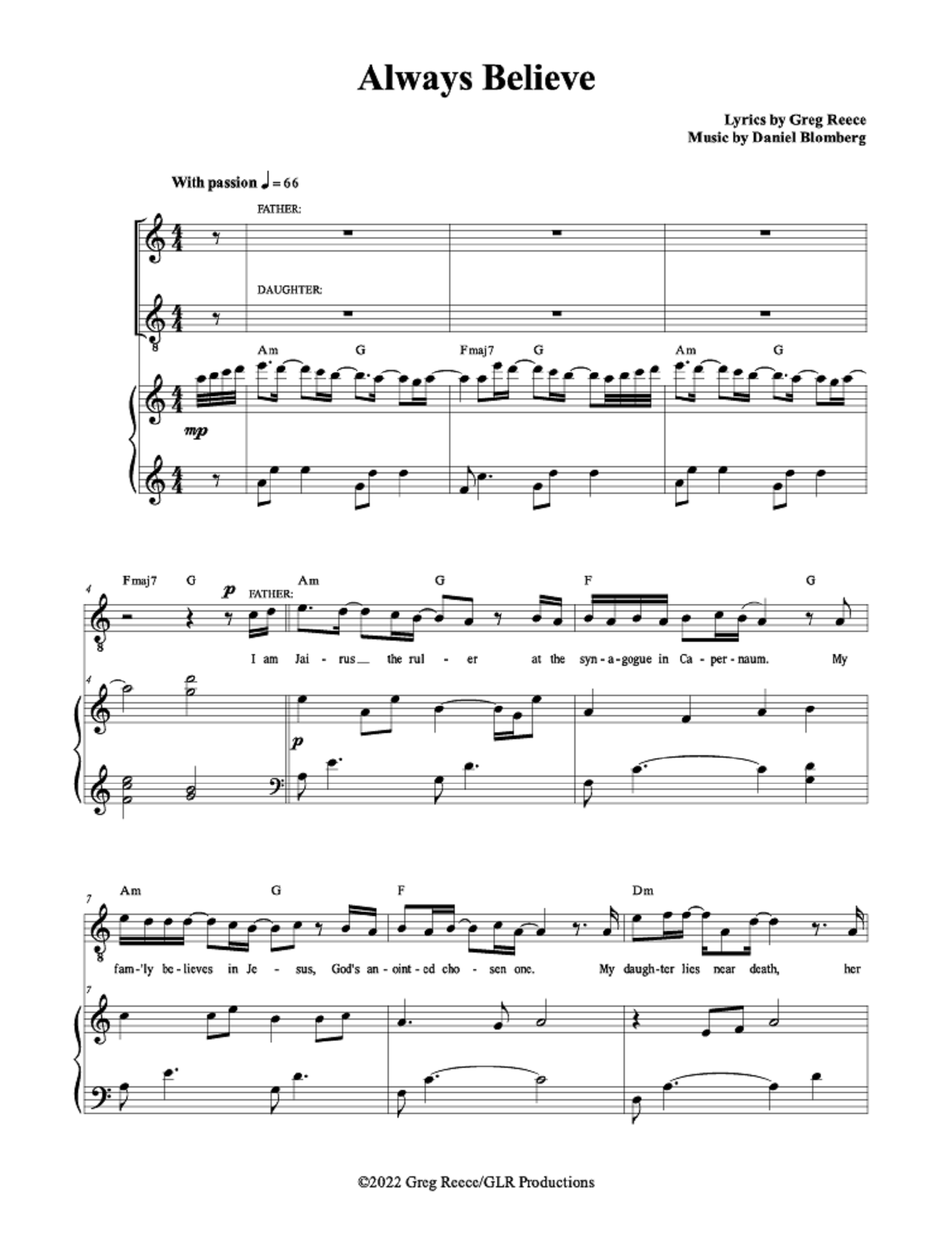 Always Believe - Greg Reece, Daniel Blomberg (Father/Young Daughter Duet)