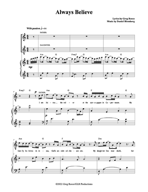 Always Believe - Greg Reece, Daniel Blomberg (Father/Young Daughter Duet)