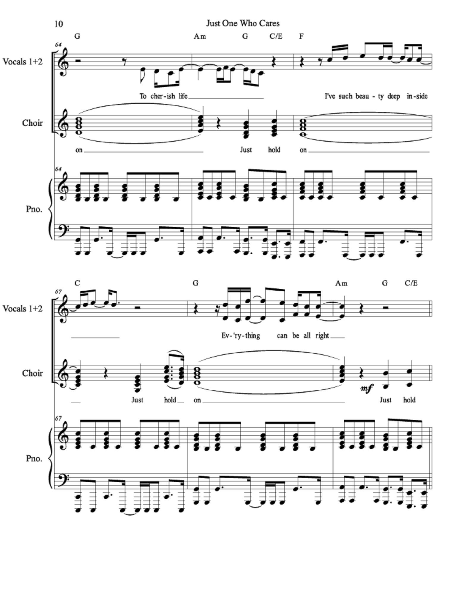 Just One Who Cares - Greg Reece, Daniel Blomberg (Male and Female Soloists + SSAT choir)