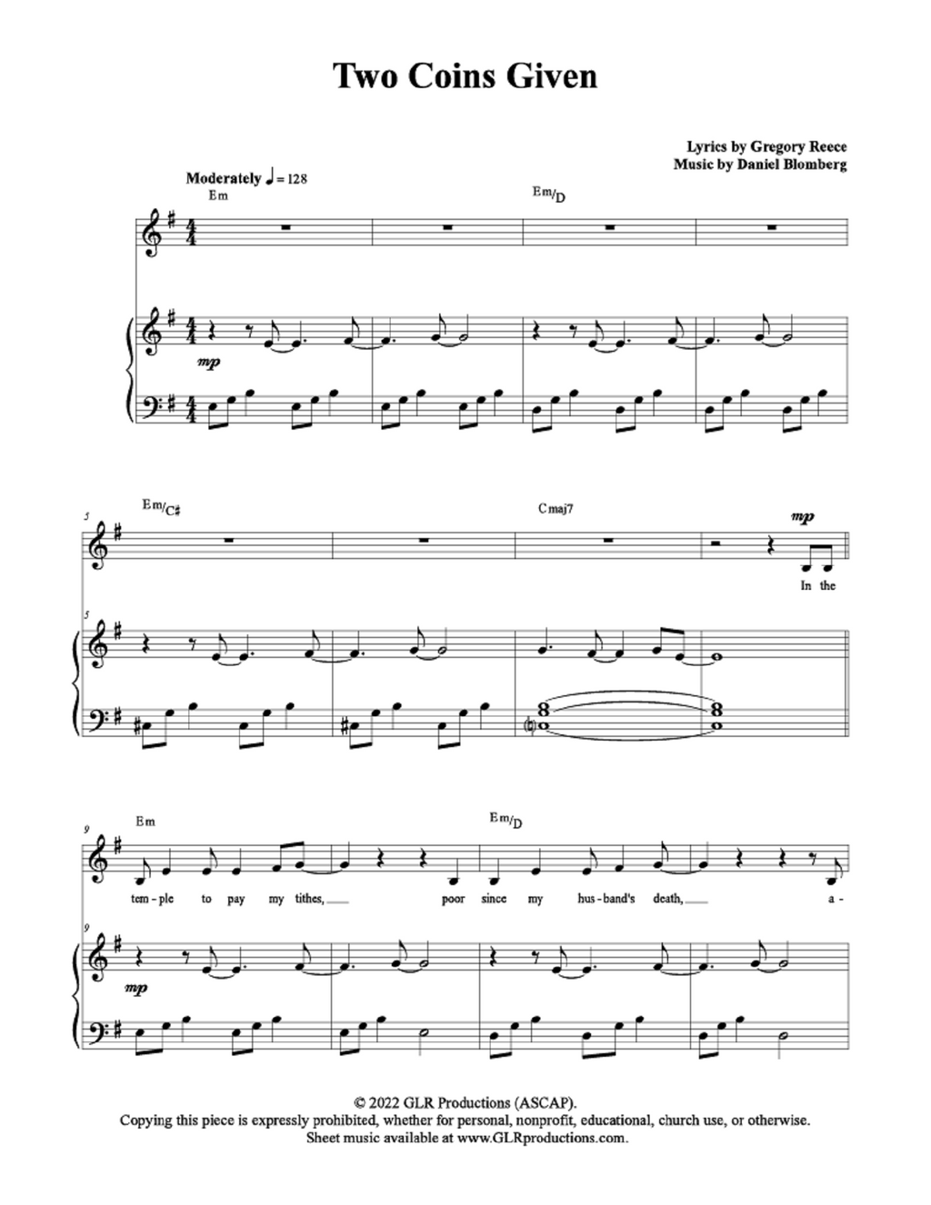 Two Coins Given - Greg Reece, Daniel Blomberg (Vocal Solo)