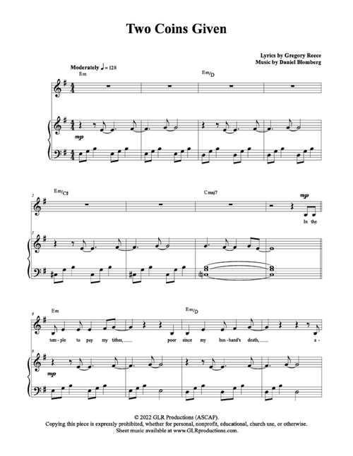 Two Coins Given - Greg Reece, Daniel Blomberg (Vocal Solo)