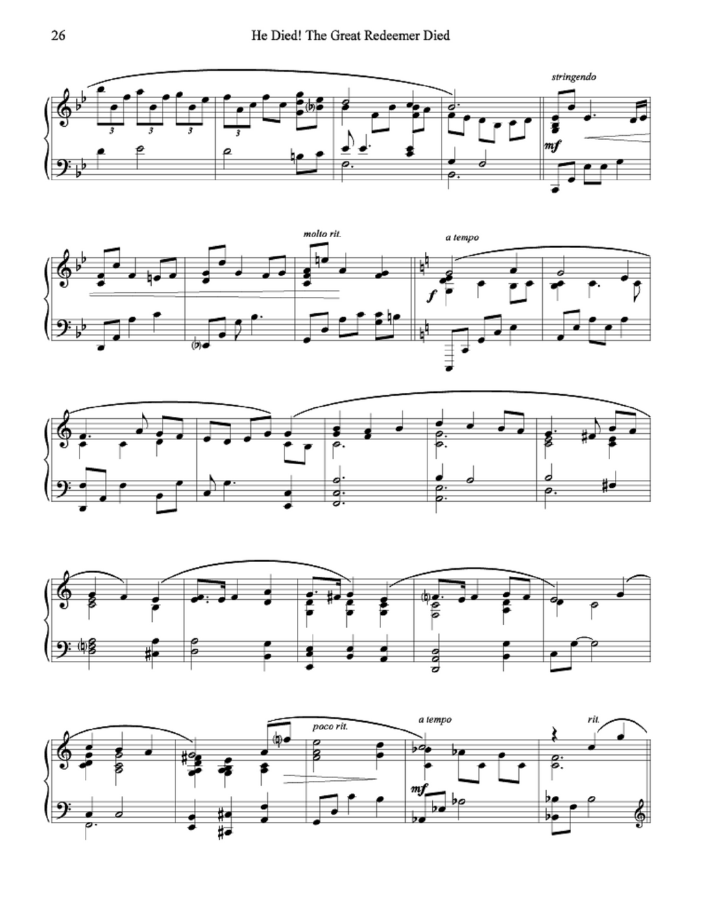 He Died! The Great Redeemer Died - arr. Daniel Blomberg (Piano Solo)