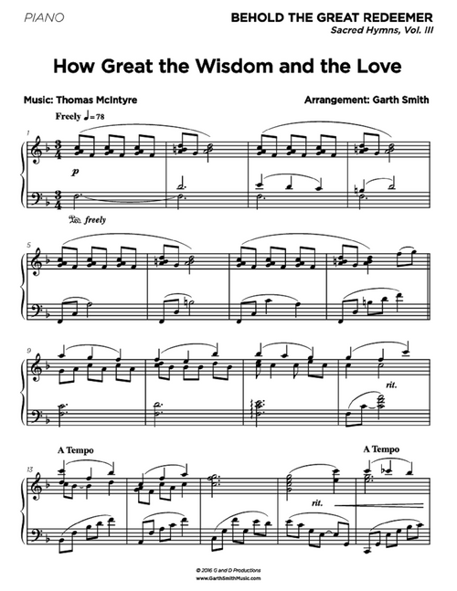 How Great the Wisdom and the Love - arr. Garth W. Smith (Piano Solo)