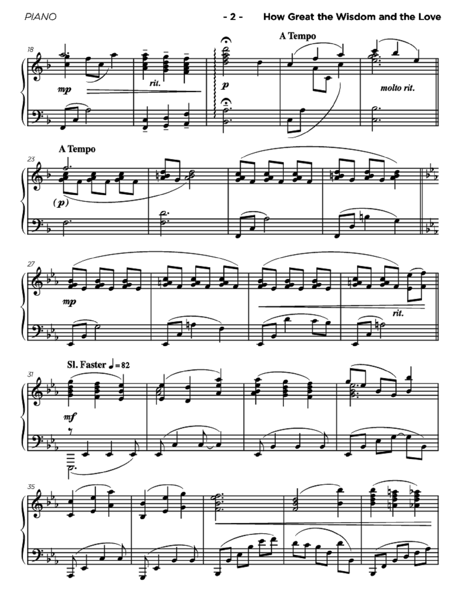 How Great the Wisdom and the Love - arr. Garth W. Smith (Piano Solo)