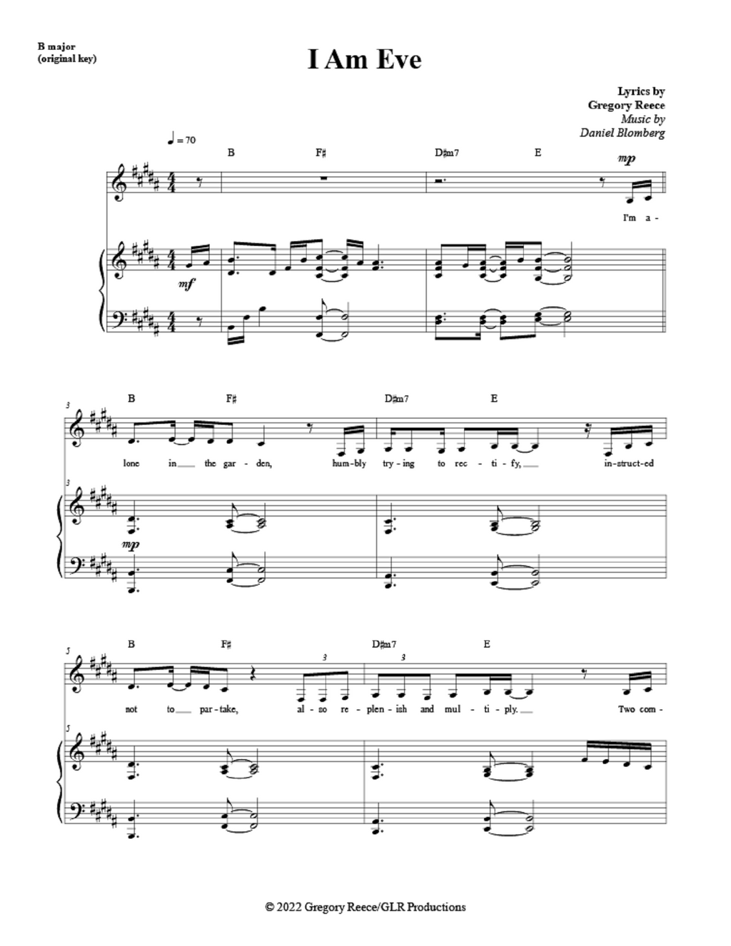 I Am Eve - Greg Reece, Daniel Blomberg (Vocal Solo)