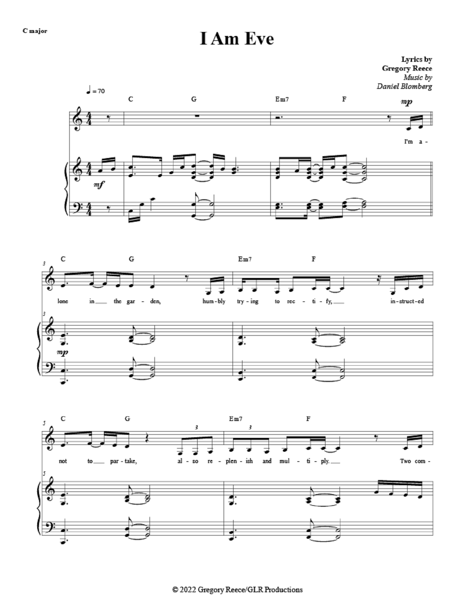 I Am Eve - Greg Reece, Daniel Blomberg (Vocal Solo)
