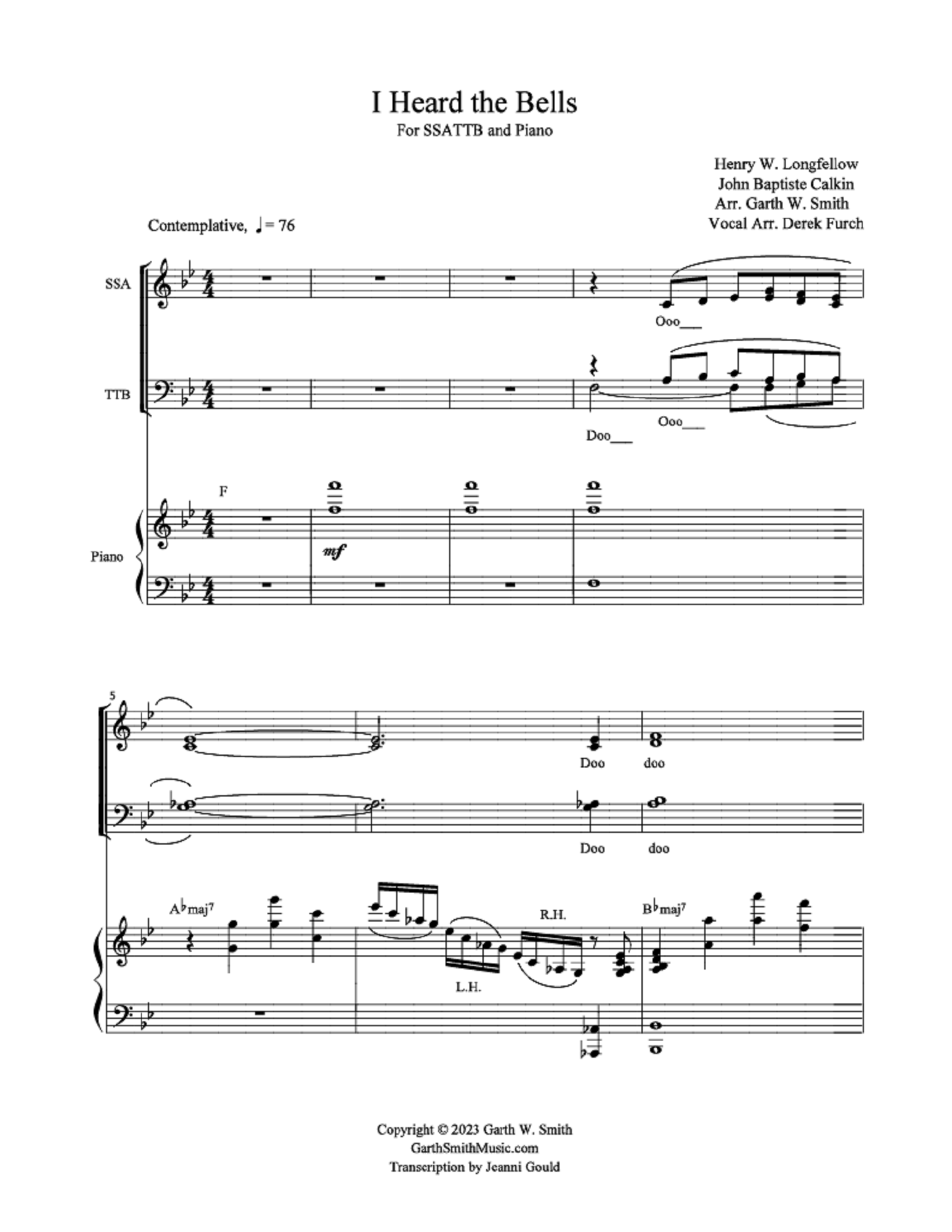 I Heard the Bells - arr. Garth W. Smith, Derek Furch (SSATTB)