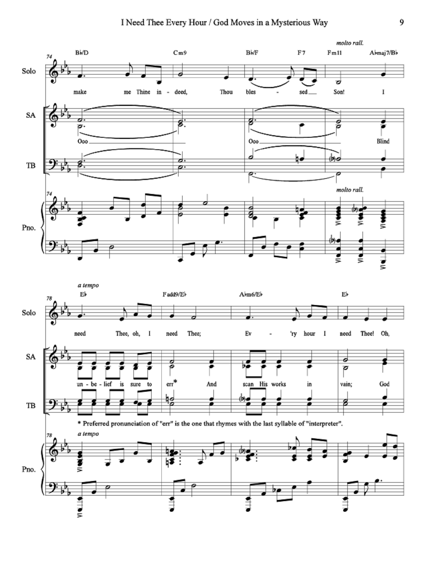 I Need Thee Every Hour/God Moves In a Mysterious Way - Medley - arr. Kathryn & Daniel Blomberg (Vocal Solo + SATB Choir)