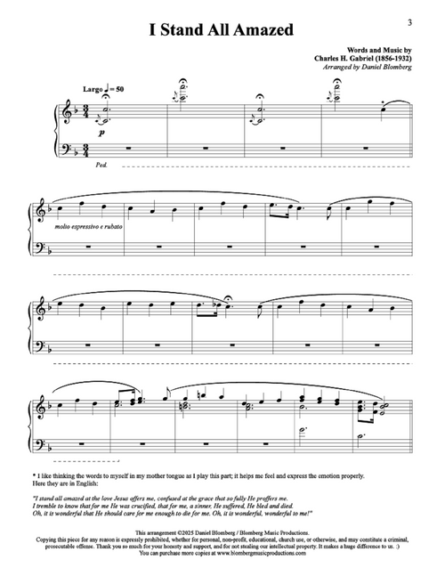 I Stand All Amazed - arr. Daniel Blomberg (Piano Solo)