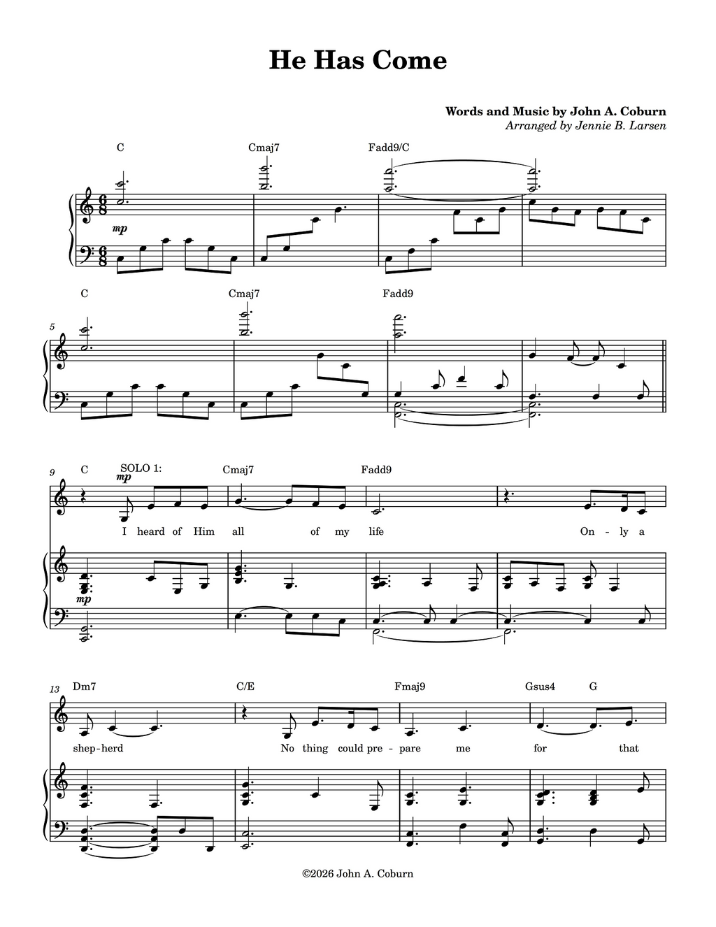 He Has Come - John Coburn (Vocal Duet)