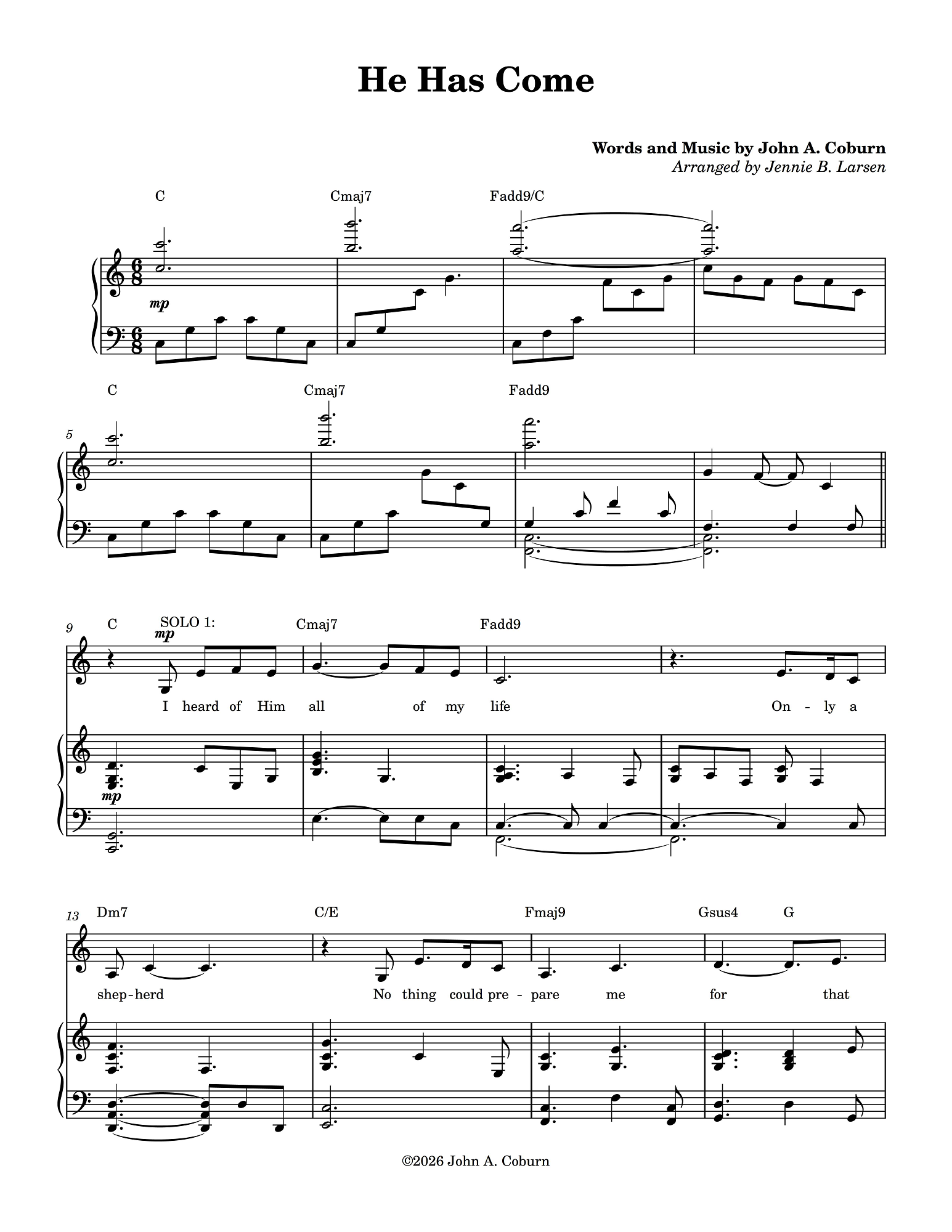 He Has Come - John Coburn (Vocal Duet)