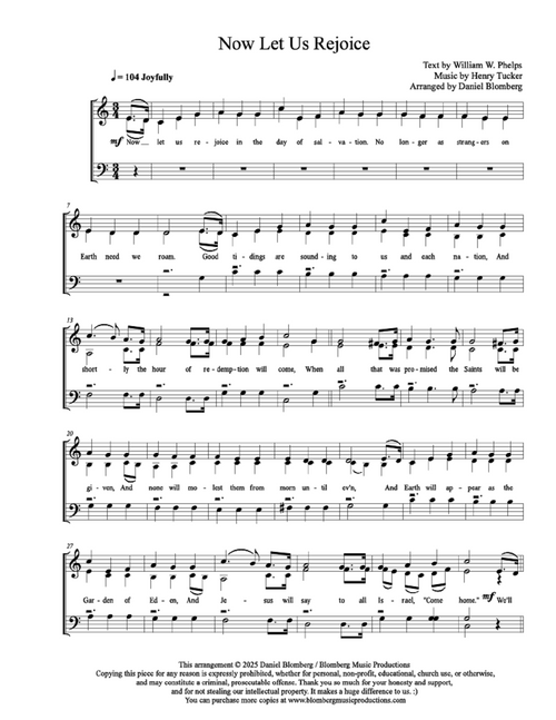 Now Let Us Rejoice - arr. Daniel Blomberg (SATB a cappella)