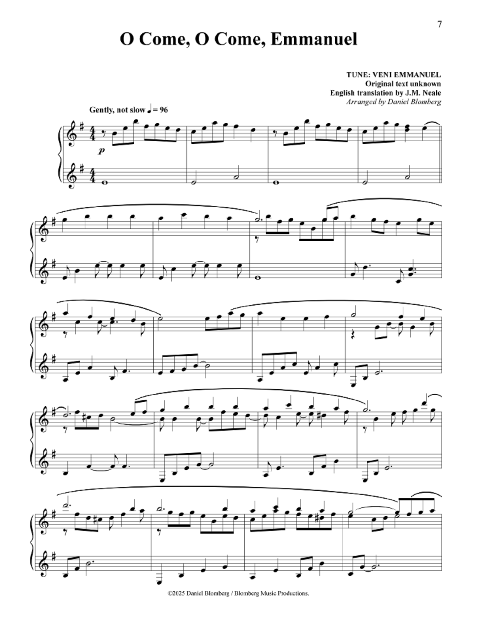 Sacred Christmas II - Daniel Blomberg (Advanced Piano Solos)