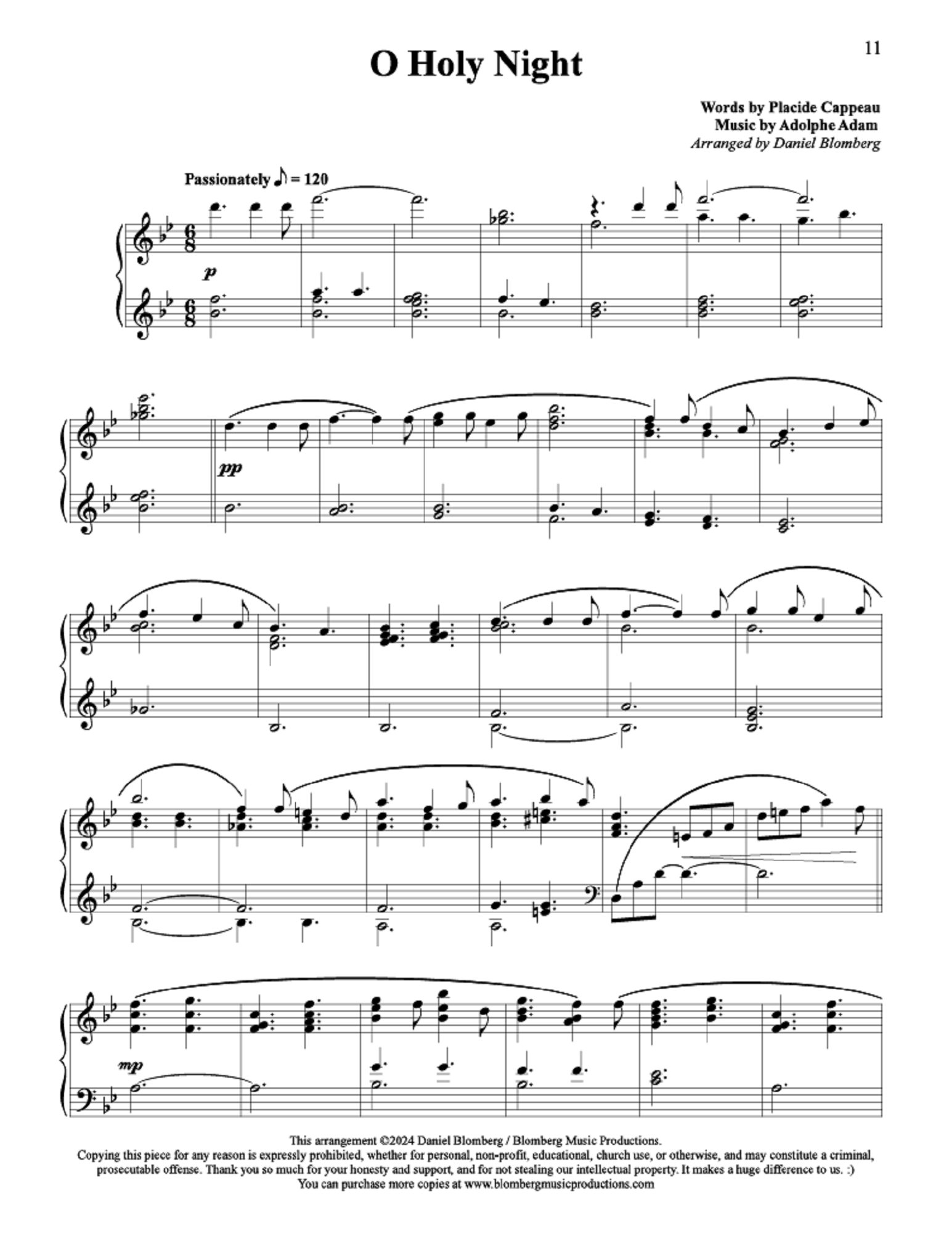 O Holy Night - arr. Daniel Blomberg (Piano Solo)