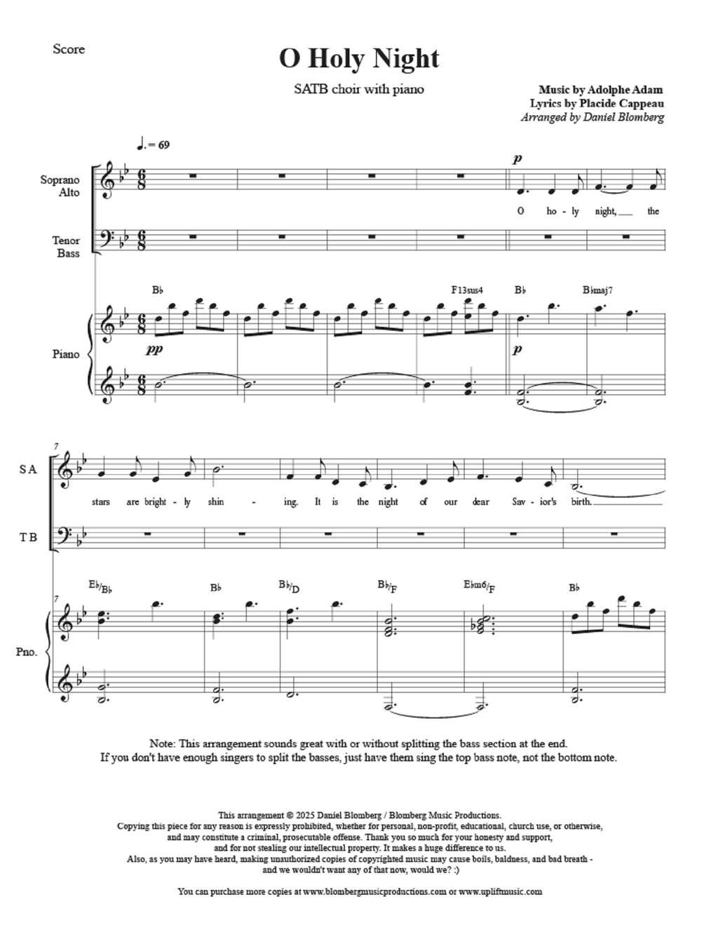 O Holy Night - arr. Daniel Blomberg (SATB)