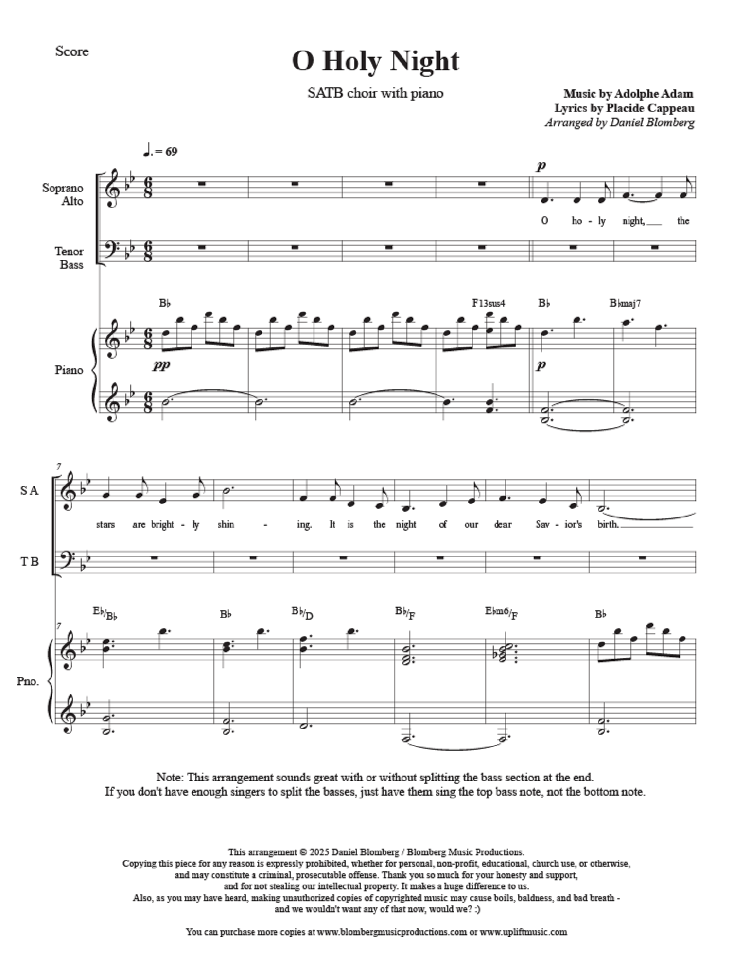 O Holy Night - arr. Daniel Blomberg (SATB)