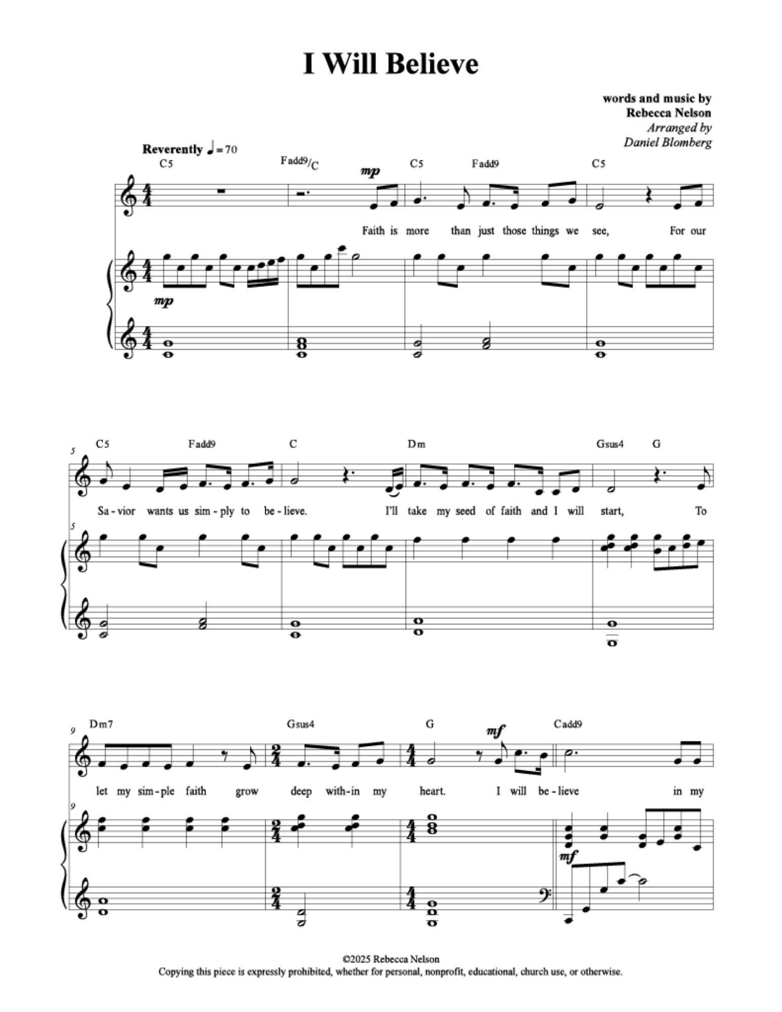 I Will Believe - Rebecca Nelson (Children's Choir)