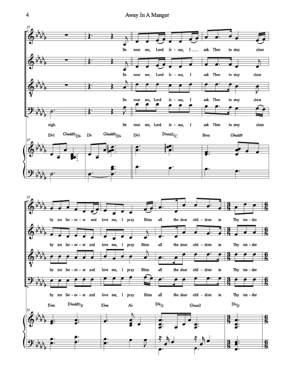Away in a Manger - arr. Rebekah Sorensen (SATB)